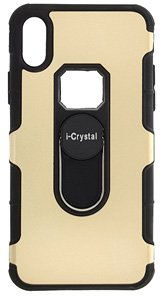 9888 thiki plaths iphone x mayro xryso Θήκη Πλάτης για Apple iPhone X - XS iCrystal - Χρώμα Μαύρο/Χρυσό